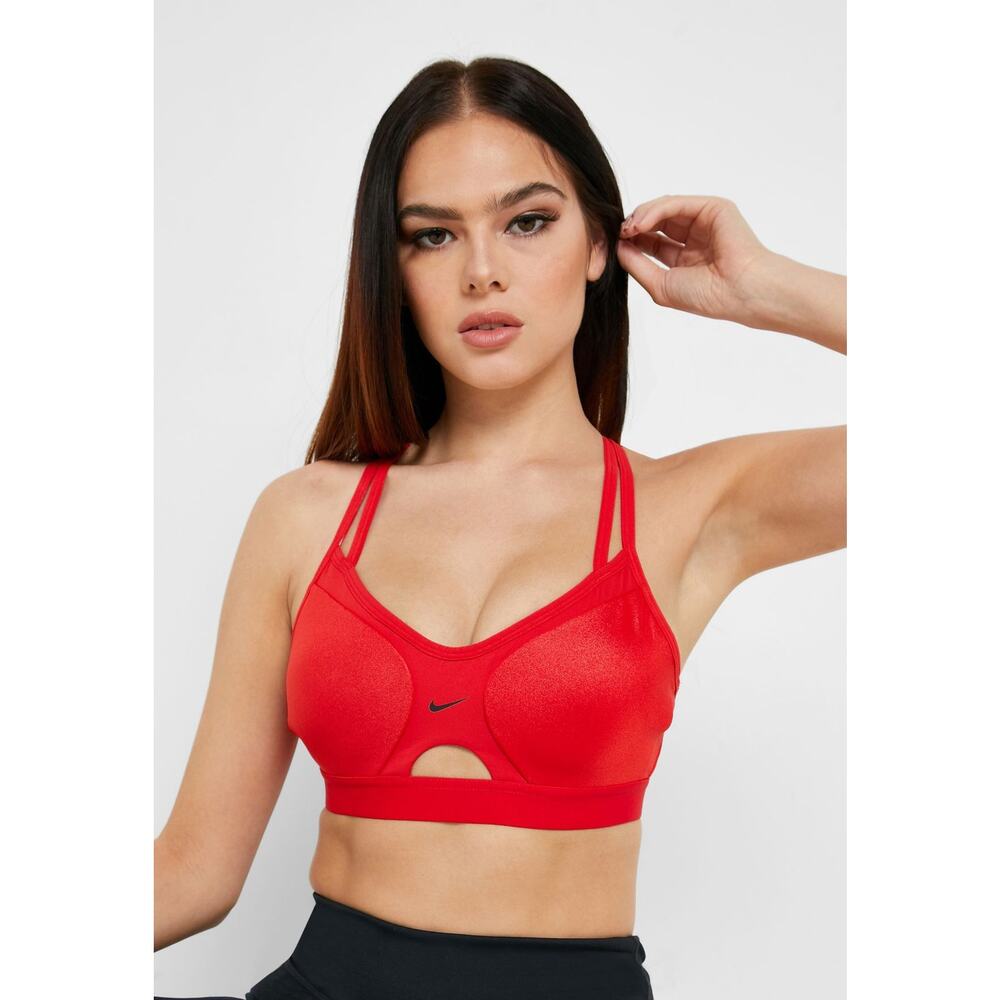 Nike Bra Motion‎ Adapt Indy Training Sports Bra High Support Red Glittery Small